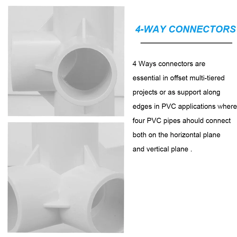 5PCS 20/25/32/40/50mm 4 Ways PVC Water Pipe Connector Fittings Home Garden Irrigation Aquarium Water Tube Fittings Joint Adapter