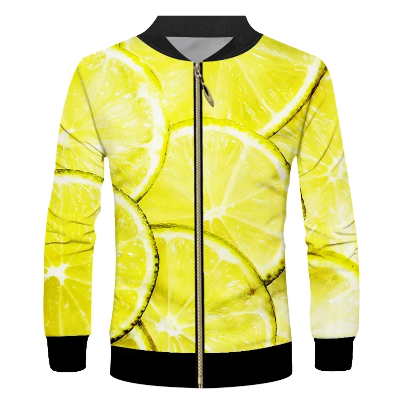 

Reative Lemon Men/Women Zip Coat 3D Print Sweatshirt Fashion Jacket Oversized Clothing Harajuku Couple Baseball Uniform Clothes