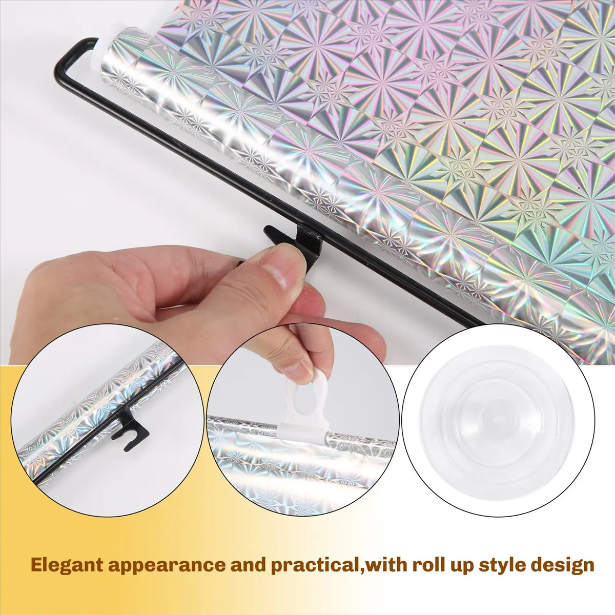 [Promotions]Sunshade Roller Blackout Suction Cup Blinds Curtains for Living Kitchen Car Window Free-Perforated Curtain B