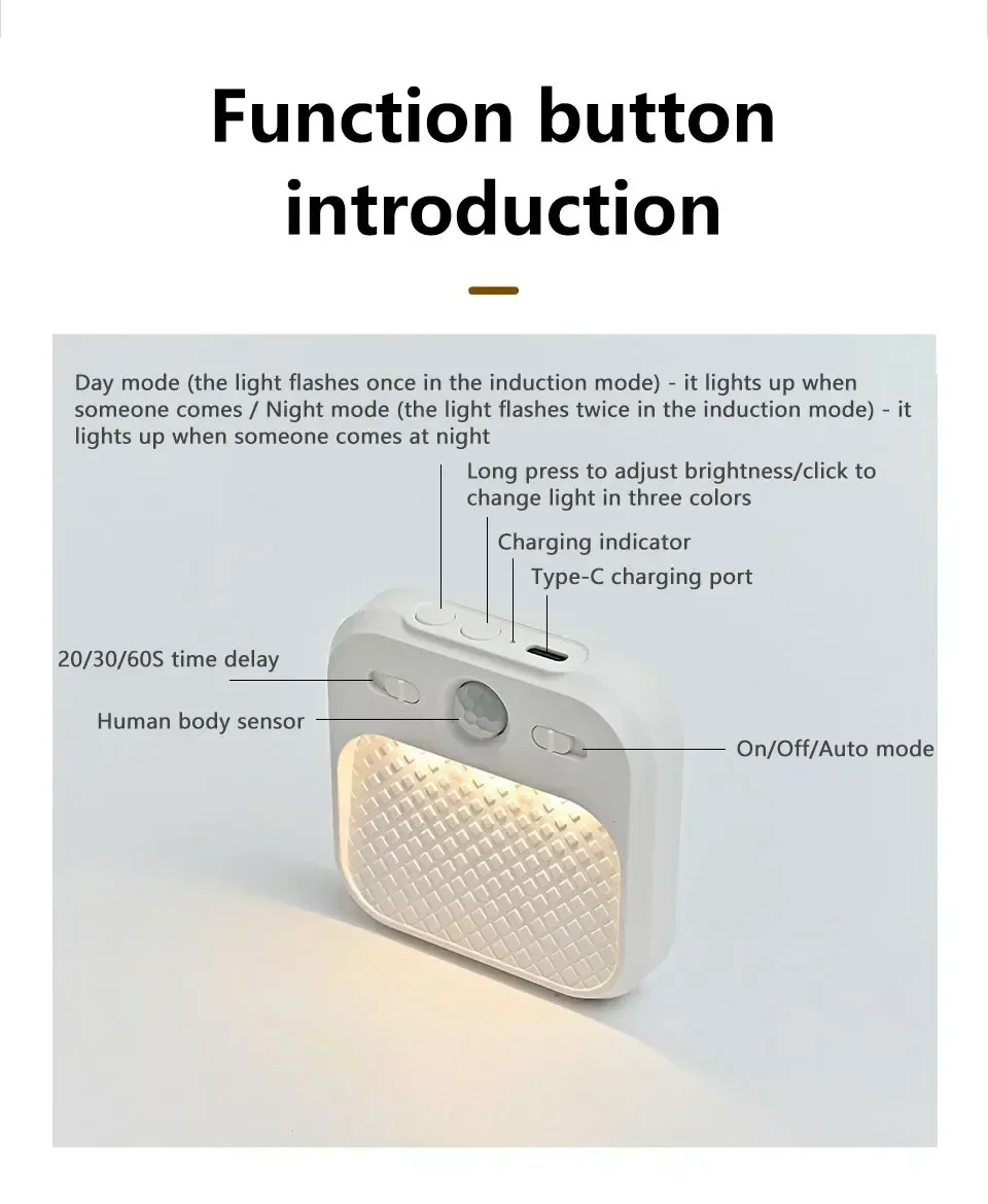 1-4 Pack Motion Sensor LED Night Light Rechargeable Cabinet Light For Bedroom Stairs Hallway Kitchen Closet Lights Wardrobe Lamp