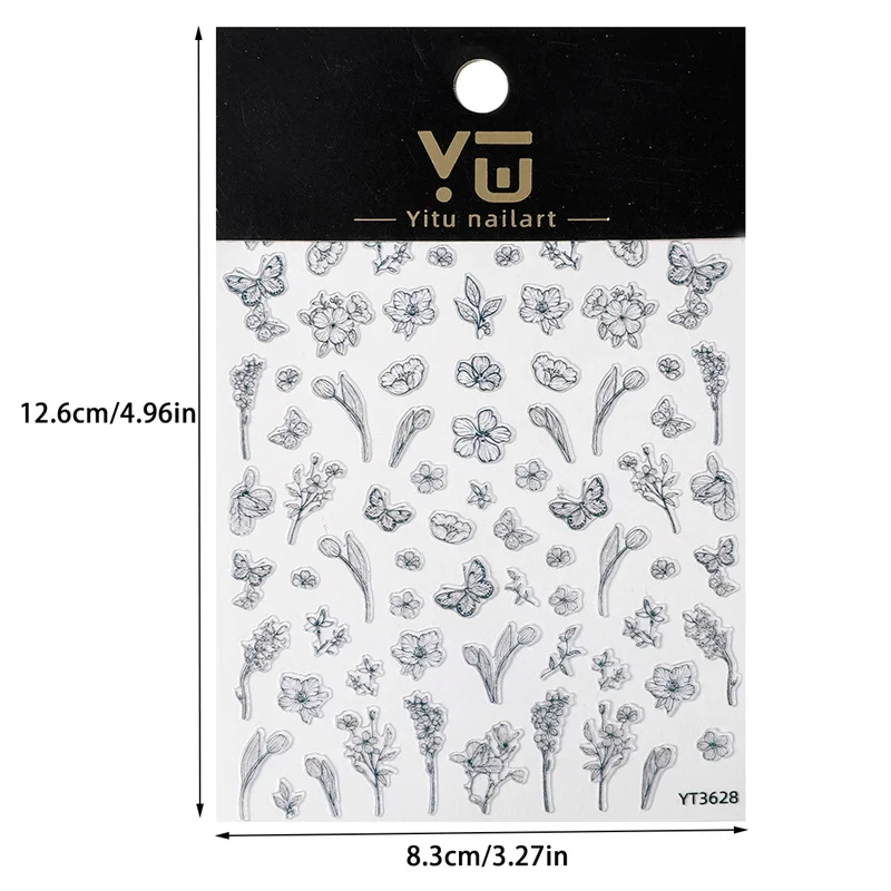 Exquisite Flower Butterfly Nail Art Stickers For Women Girls Vintage Self-Adhesive Nail Stickers DIY Decoration Stickers Gifts