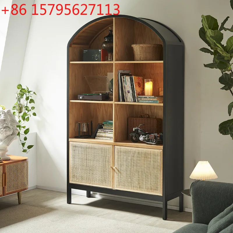 

Bookcase Japanese Nordic Simple Modern B & B Solid Wood Rattan Storage Locker Household