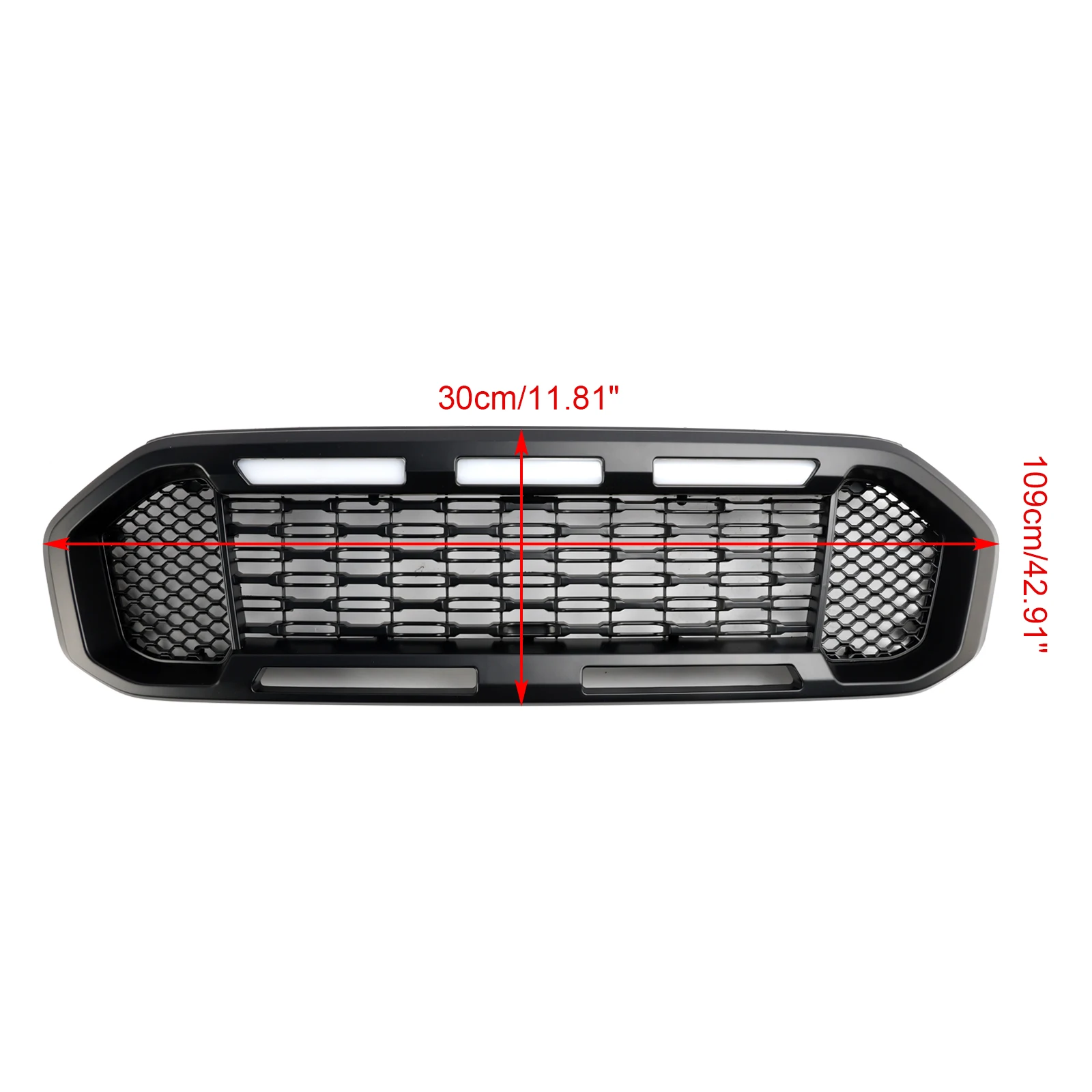 Artudatech Black Front Bumper Grill Grille Fit for Ford Ranger T8 2019-2023 W/LED Light