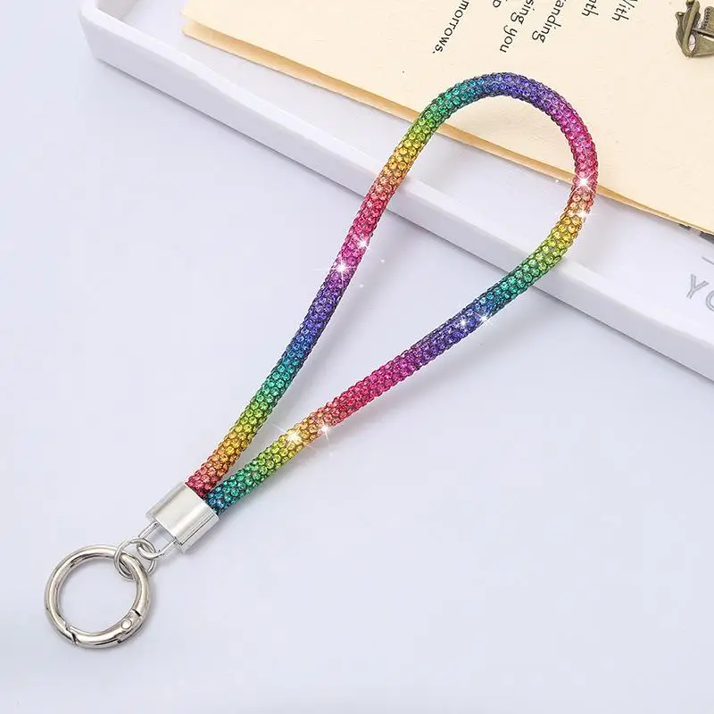 Anti-Lost Bling Shiny Phone Wrist Lanyard Glitter Keychain Hanging Strap for Camping Hiking Small Belongings