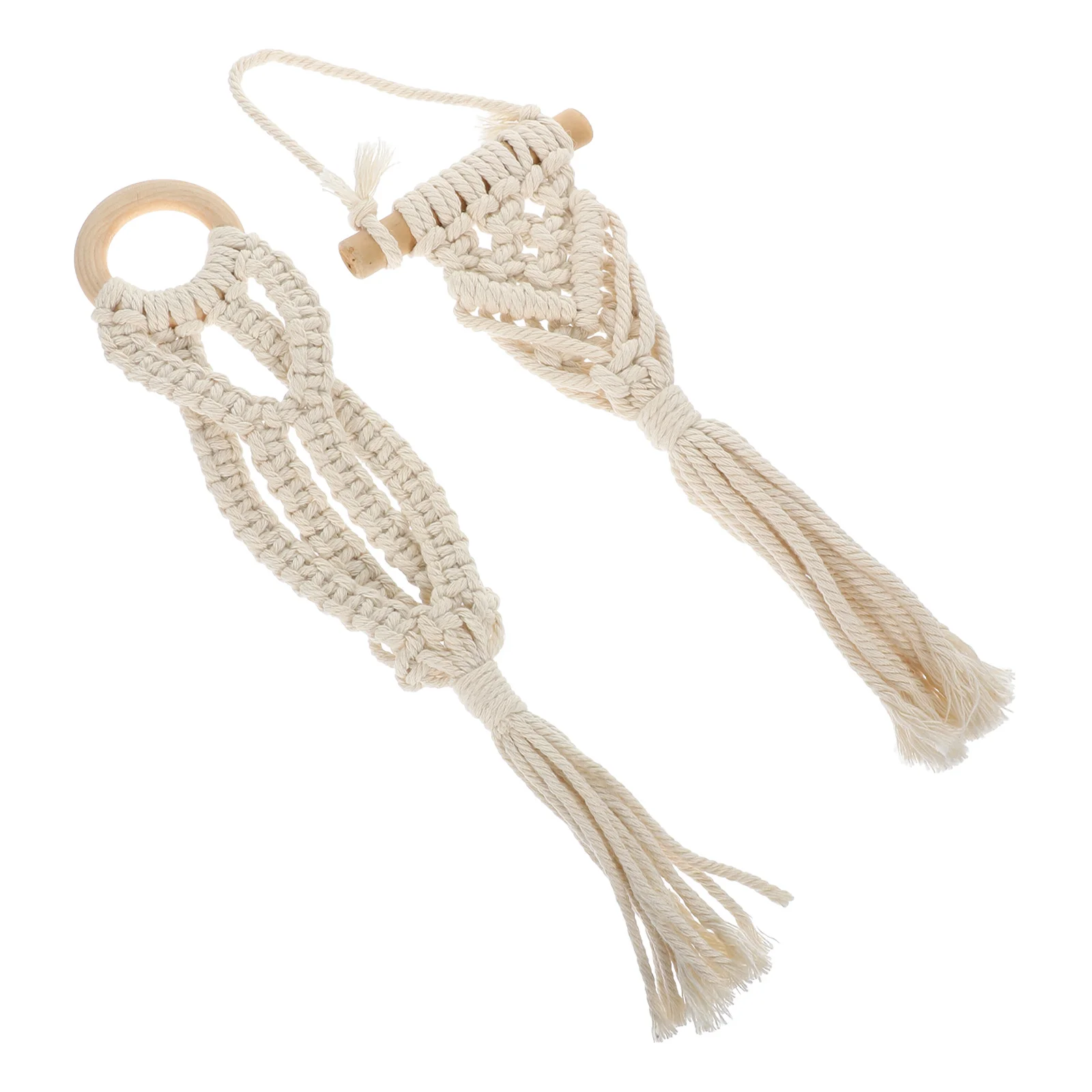 

2Pcs Bohemian Plant Basket Woven Cotton Rope Hanging Indoor Plant Holder Wall Art Macrame Planter Hanging Planter