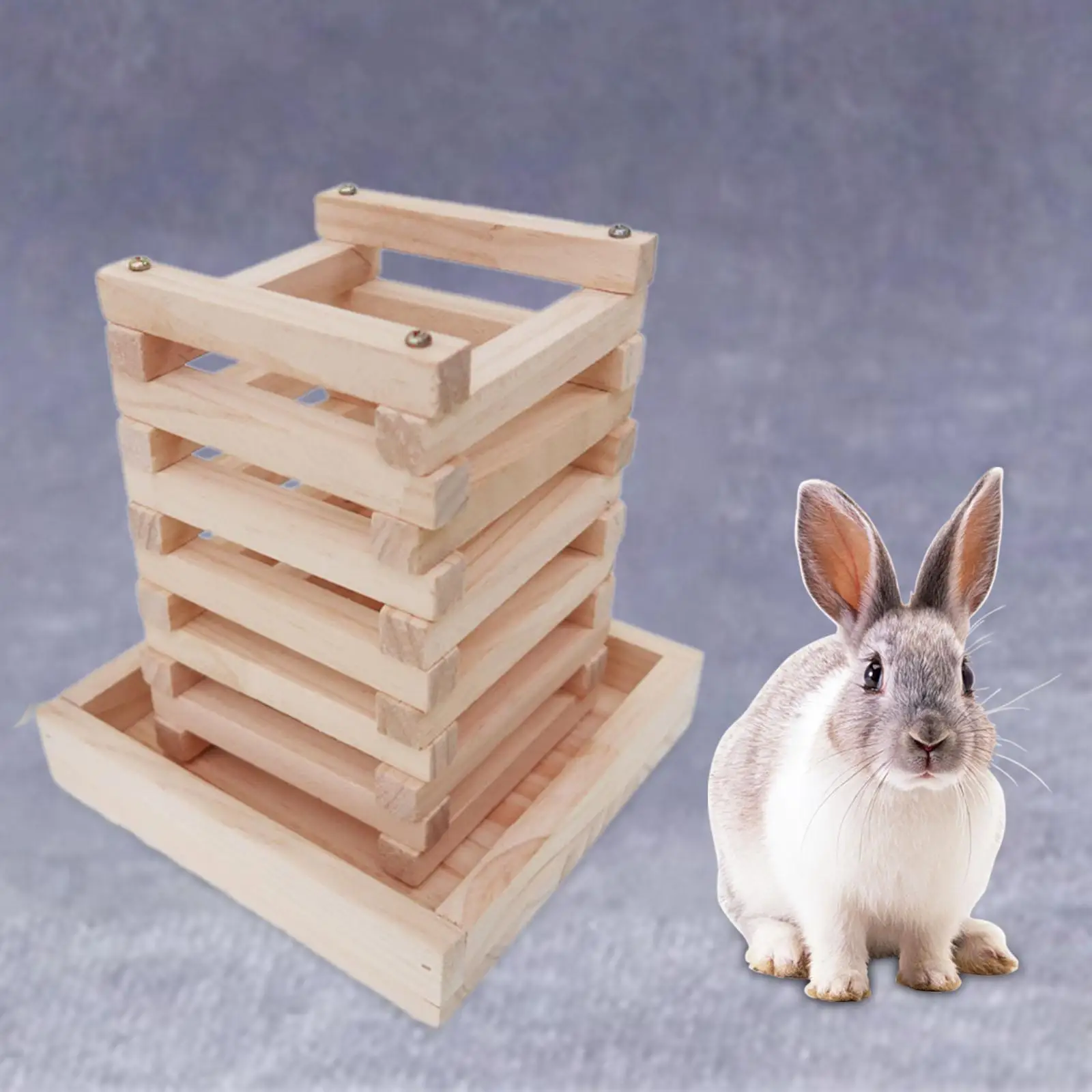 Wooden Rabbit Hay Feeder Hay Rack Food Dispenser Foldable Hay Holder Feeding Hay Manager for Cage Accessories Hedgehog Bunny