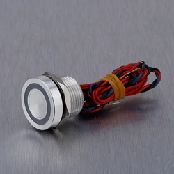 ABILKEEN 12MM/16MM/19MM/22MM/25MM Flat Round Head Electric Piezo Switch Self-Latching/Momentary with LED Ring Illuminate