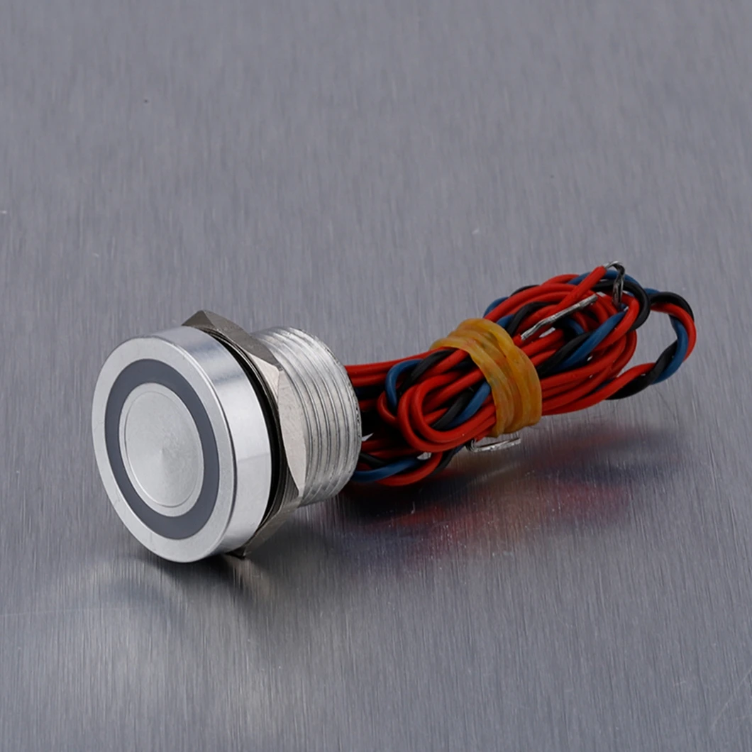 ABILKEEN 12MM/16MM/19MM/22MM/25MM płaski okrągły przełącznik piezoelektryczny samozatrzaskowy/chwilowy z pierścieniem LED