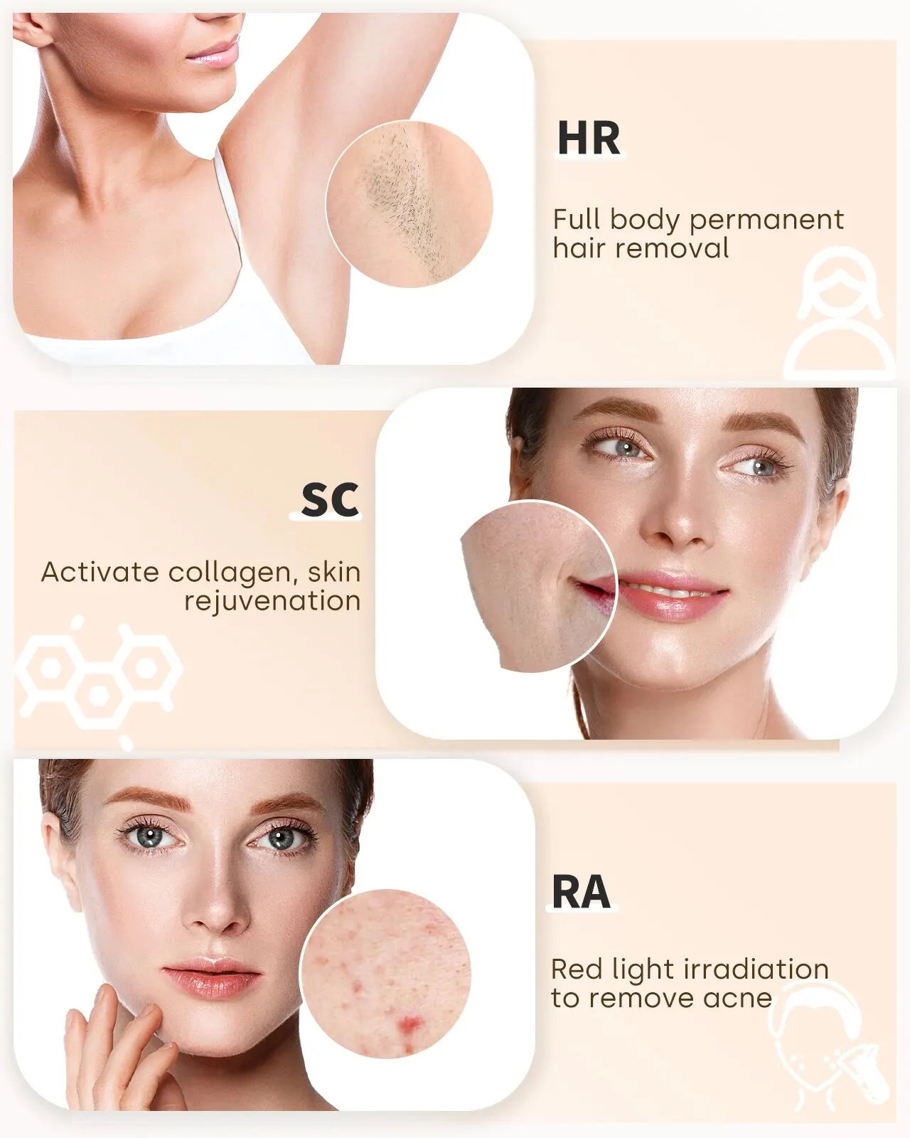 IPL Devices Hair Removal Laser 999900 Light Pulses HR/ SC /RA 9 Levels Whole Body Painless Hair Removal Home Use For Men Women image 2