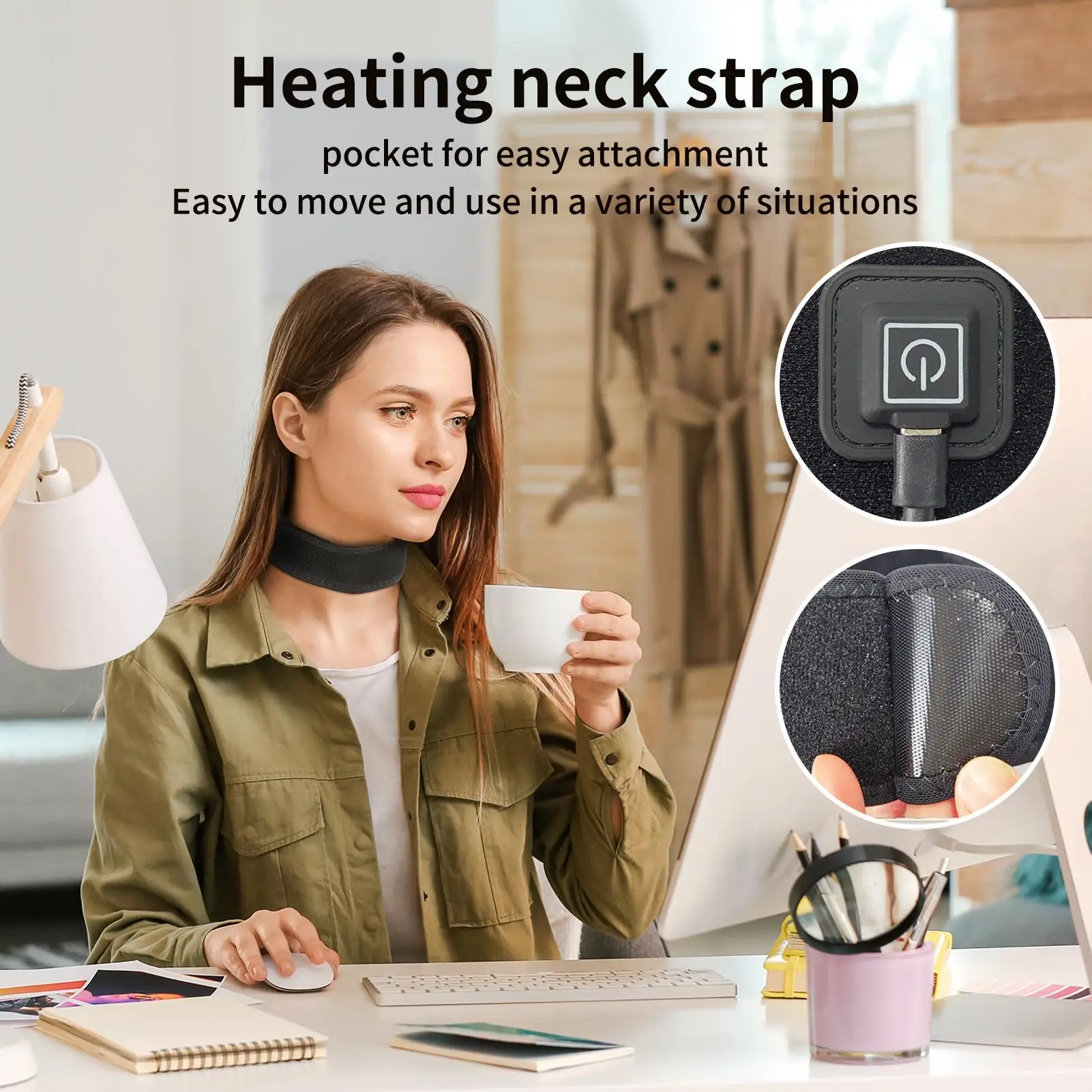 Neck Heating Pad 3 Heat Settings Thermal Warmer Electric Heating Wrap for Women Men Elderly Home Workplace Daily Relaxation
