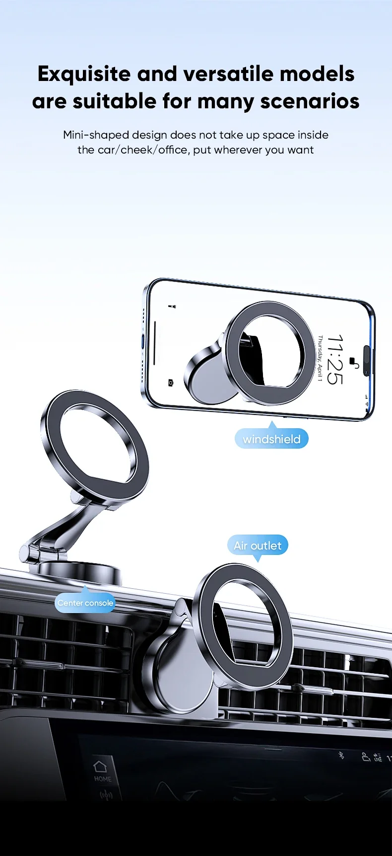 Foldable Magnetic Car Mobile Phone Holder for MagSafe 360 °   Adjustable Magnetic Car Mount Stand for iPhone 17 Huawei Xiaomi In Car view 5