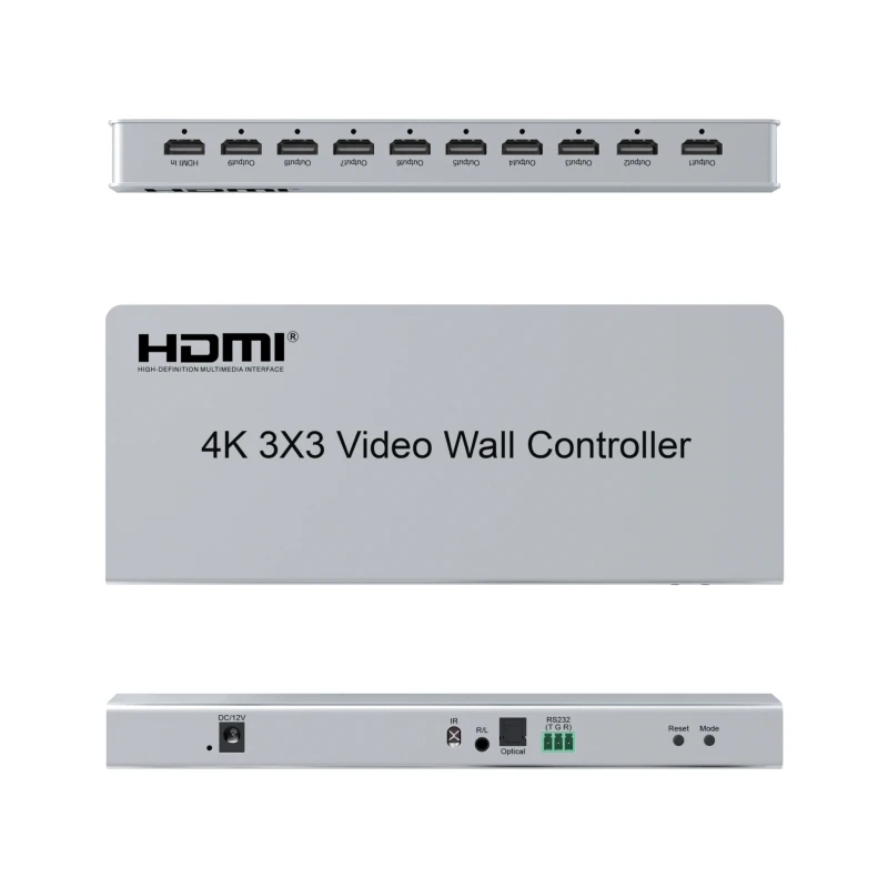 4K HDMI Video Wall Controller 3x3 HDMI Output and 1 Input for 9 TV Splicing Display