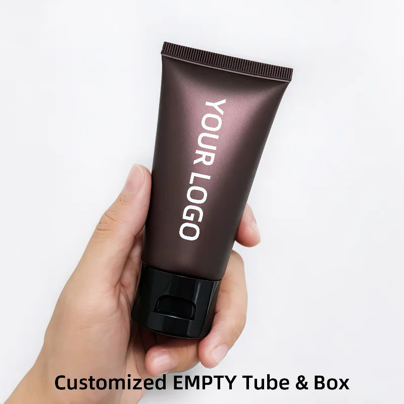 【شعار مخصص】50 قطعة غطاء ثلاثي الألوان مخصص 50 مل متوفر في أنابيب ناعمة بلوري بني أنابيب فارغة مواد تغليف مستحضرات التجميل #5