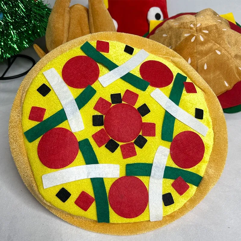 Halloween Performance Photo Hamburger Hat Pizza Quirky Party Fries Hat Thanksgiving Roast Chicken Leg Hat Cosplay Accessory view 4