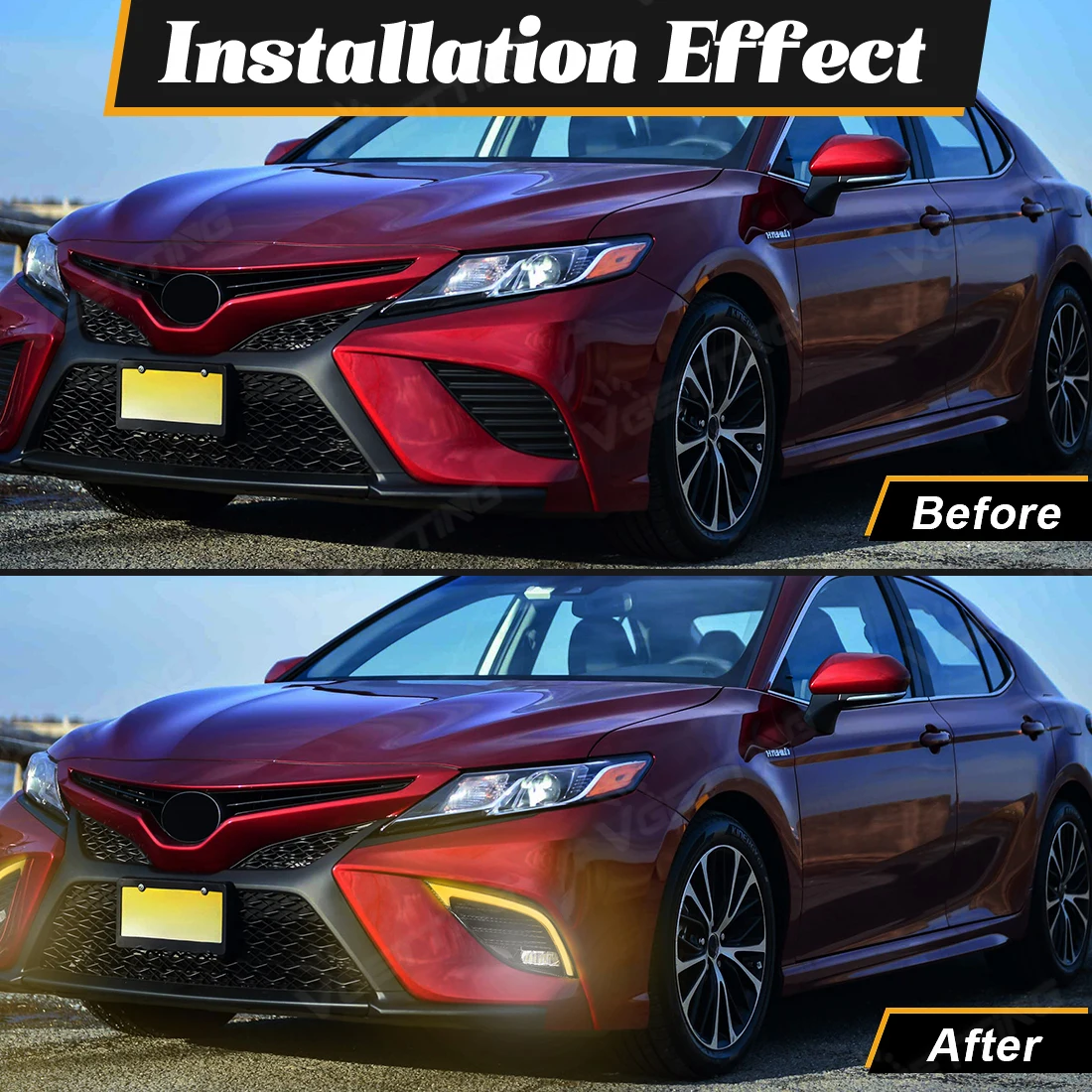 DRL For Toyota Camry SE XSE 2018 2019 2020 8th LED Daytime Running Lights Fog Front Bumper Headlights Turn Signal Lamps Daylight