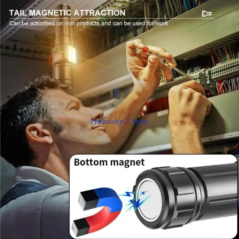 T8WC Waterproof Aluminum Flashlight 9 Lighting Mode Rechargeable Battery Light For Outdoor Enthusiasts Dog Walking