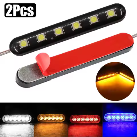 1/2Pcs 6 LED 12V Strobe Light Strip for Car Motorcycle LED Medium Grid Flash Warning Emergency License Lamp Car Moto Accessories