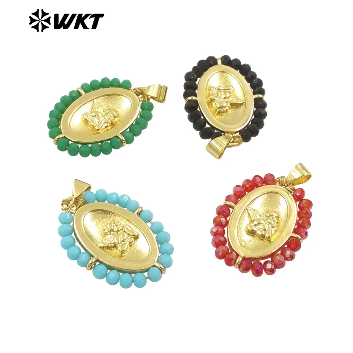 WT-MP302  WKT 2024 Attracti Style Oval Shaped Crystal  Pendant Yellow Brass Good Jewelry Supplies For Women Anniversary Jewelry