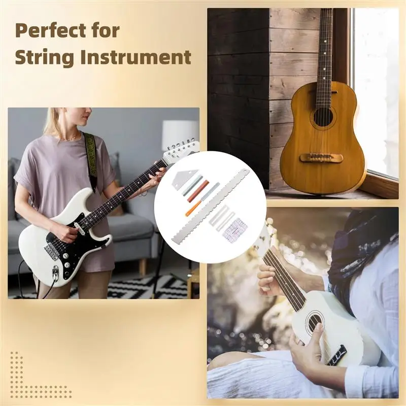 8Pcs Guitar Neck Straight Edge Kit Guitar Neck Notched Straight Edge Luthier Tool Fret Rocker Fret File Fingerboard Guard String