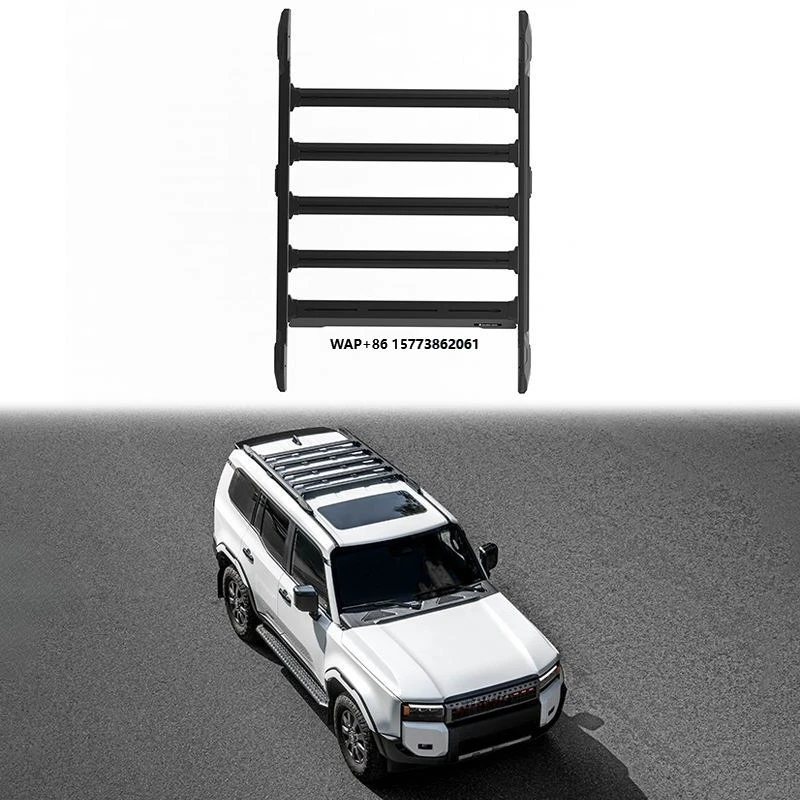 

Newest 4X4 Off-road Accessories Aluminium Alloy With Cross Bar Full Top Roof Rack Platform Black Car Roof Tray for LC250