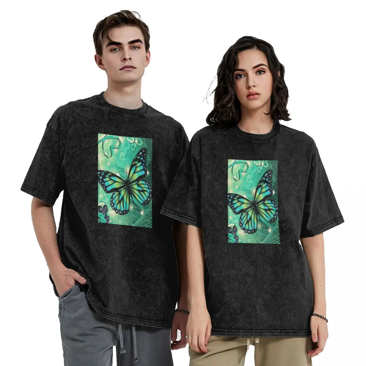 

Shiny green butterfly love T-Shirt street wear Short sleeve tee customs anime shirts men