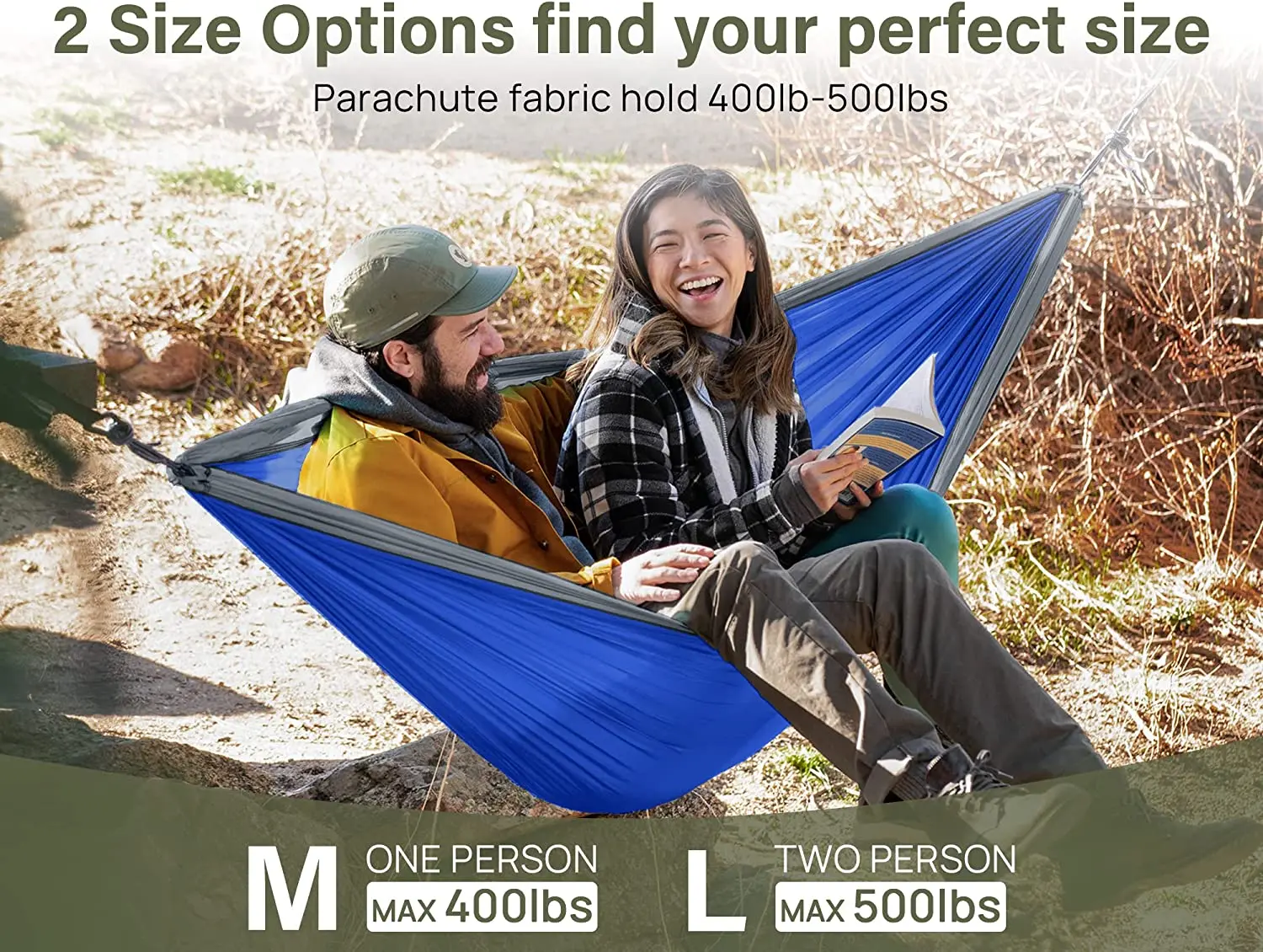 210T Outdoor Hiking Nylon Portable Swing Hanging Parachute Camping Ripstop Nylon Tent Hammock Bed Lightweight Durable Hammock