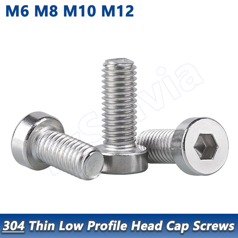 M6 M8 M10 M12 304 Stainless Steel Hex Socket Thin Low Profile Head Cap Screws DIN7984