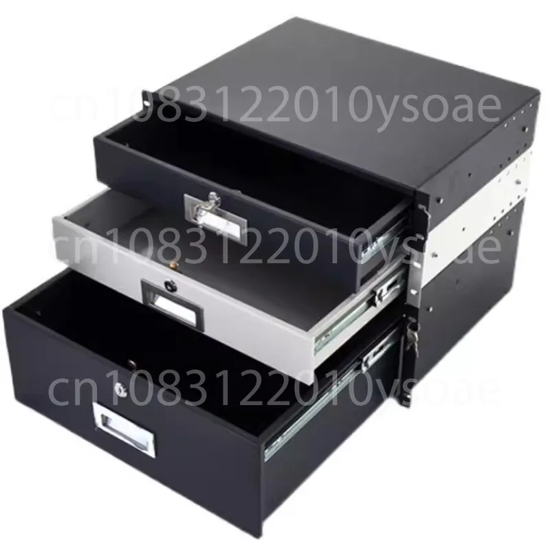19 Inch Rack Mount Cabinet Box Type Drawer 2U Flight Case Microphone Telescopic Drawer Iron Drawer