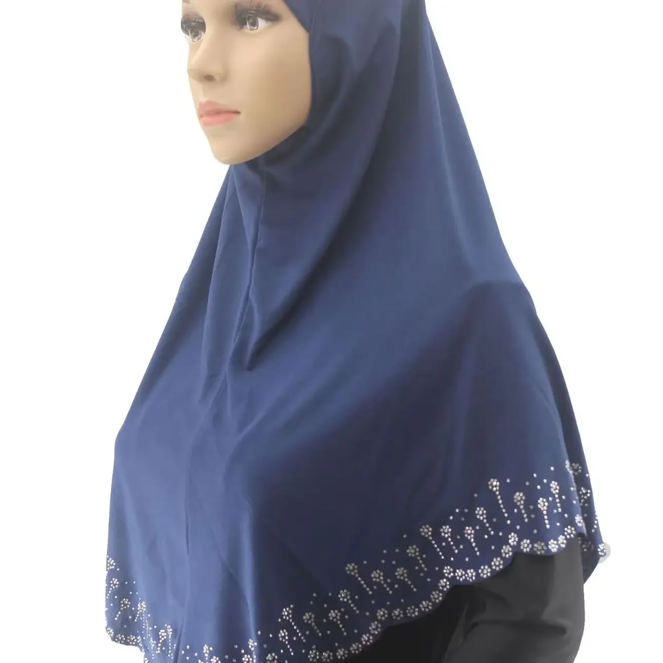 

Мусульманский хиджаб Amira с бриллиантами, 85х65 см, готовый платок для молитвы, шаль-тюрбан, никаб, головной убор