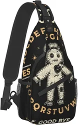 Casual Sling Backpack Chest Shoulder Ouija Board with A Voodoo Doll Occultism Set Crossbody Backpack for Men Women Boys