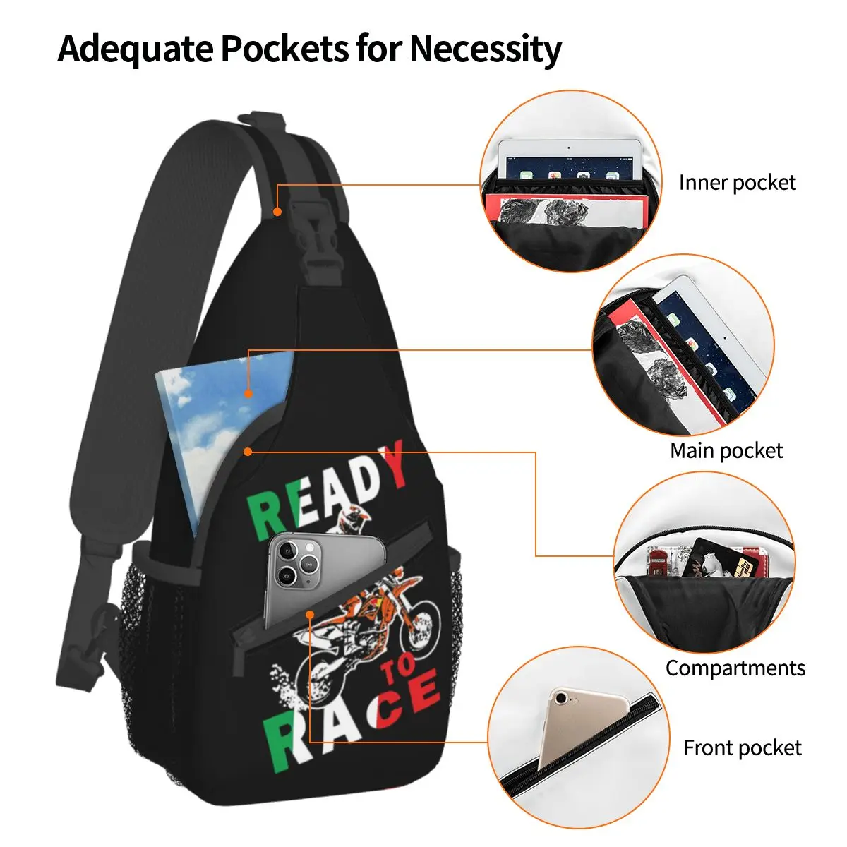 France Crossbody Chest Bags Race Enduro Cross Motocross Bitumen Bike Pockets Travel Pack Messenger Sports Teens Shoulder Bag