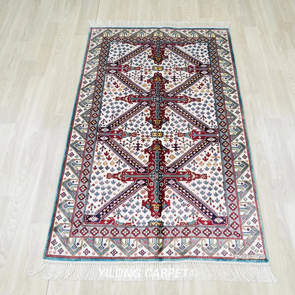 91x152cm Handknotted Silk Tribal Carpet Home Oriental Kid Friendly Rug (BL129)