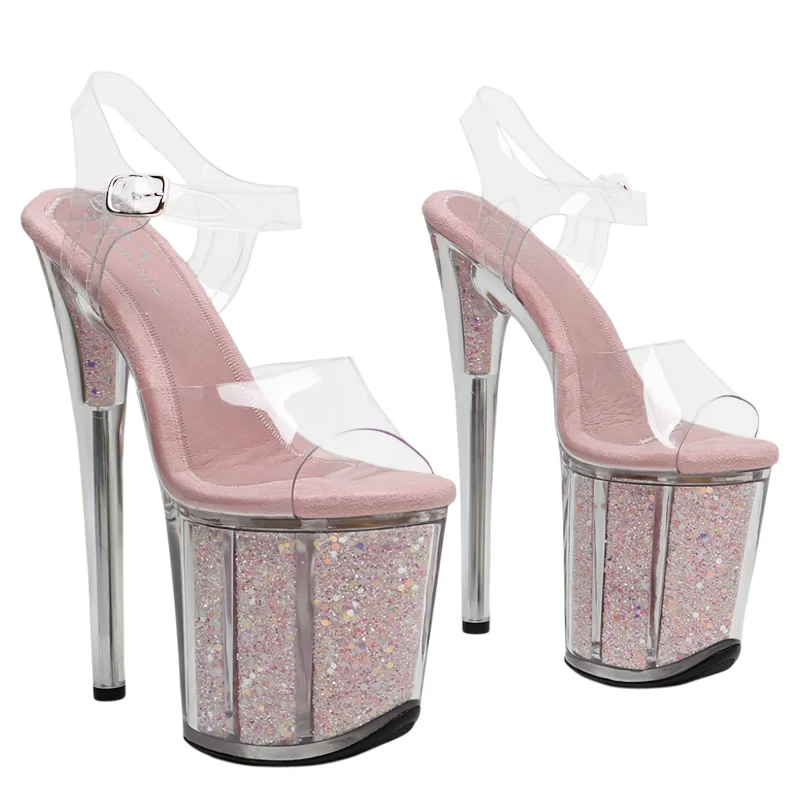 

Leecabe 8Inch/20cm Clear PVC upper Trend fashion clear Platform High Heel Sandals stripper heel Pole Dance Shoes