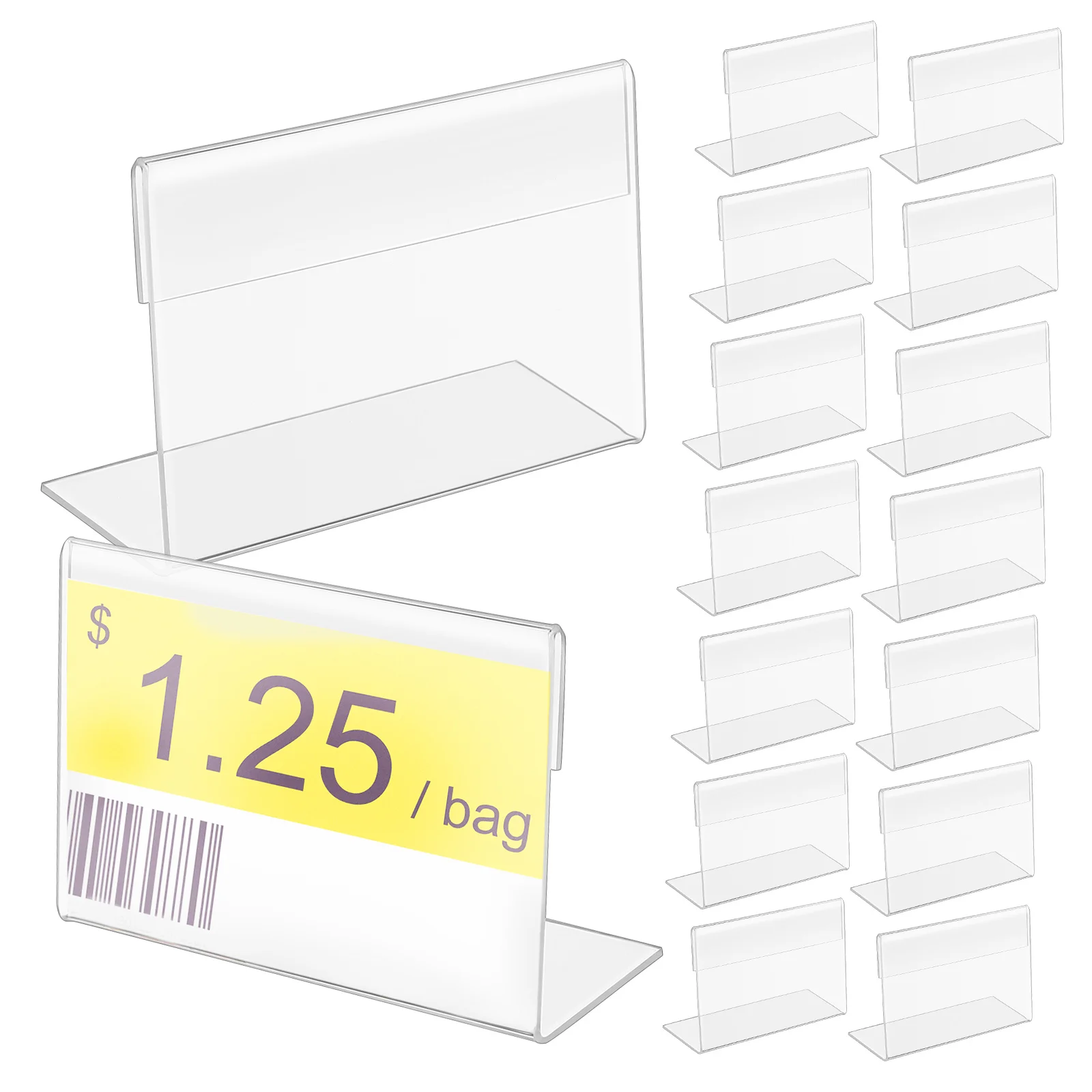 

30 Pcs Table Sign Stand Label Holder Transparent Acrylic Display Card Signage Slanted Design Easy Insertion Compact Size Widely