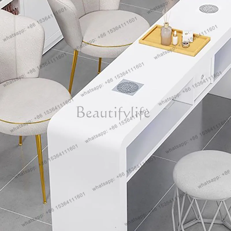 YJ Makeup White Nail Table Luxury Modern Professional Table Headboards Mesa Manicura Beauty Furniture 5