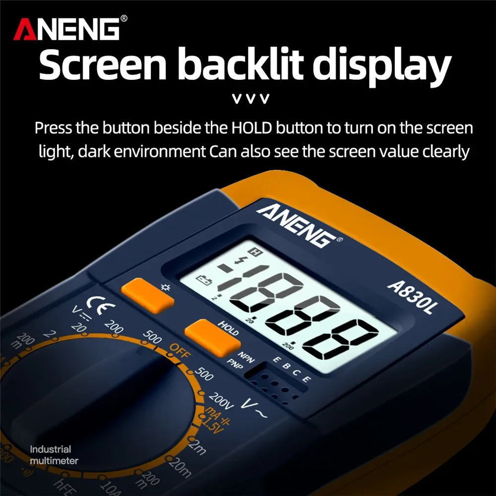 ANENG A830L LCD Digital Multimeter AC DC Voltage Diode Freguency Multitester Current Tester Luminous Display with Buzzer