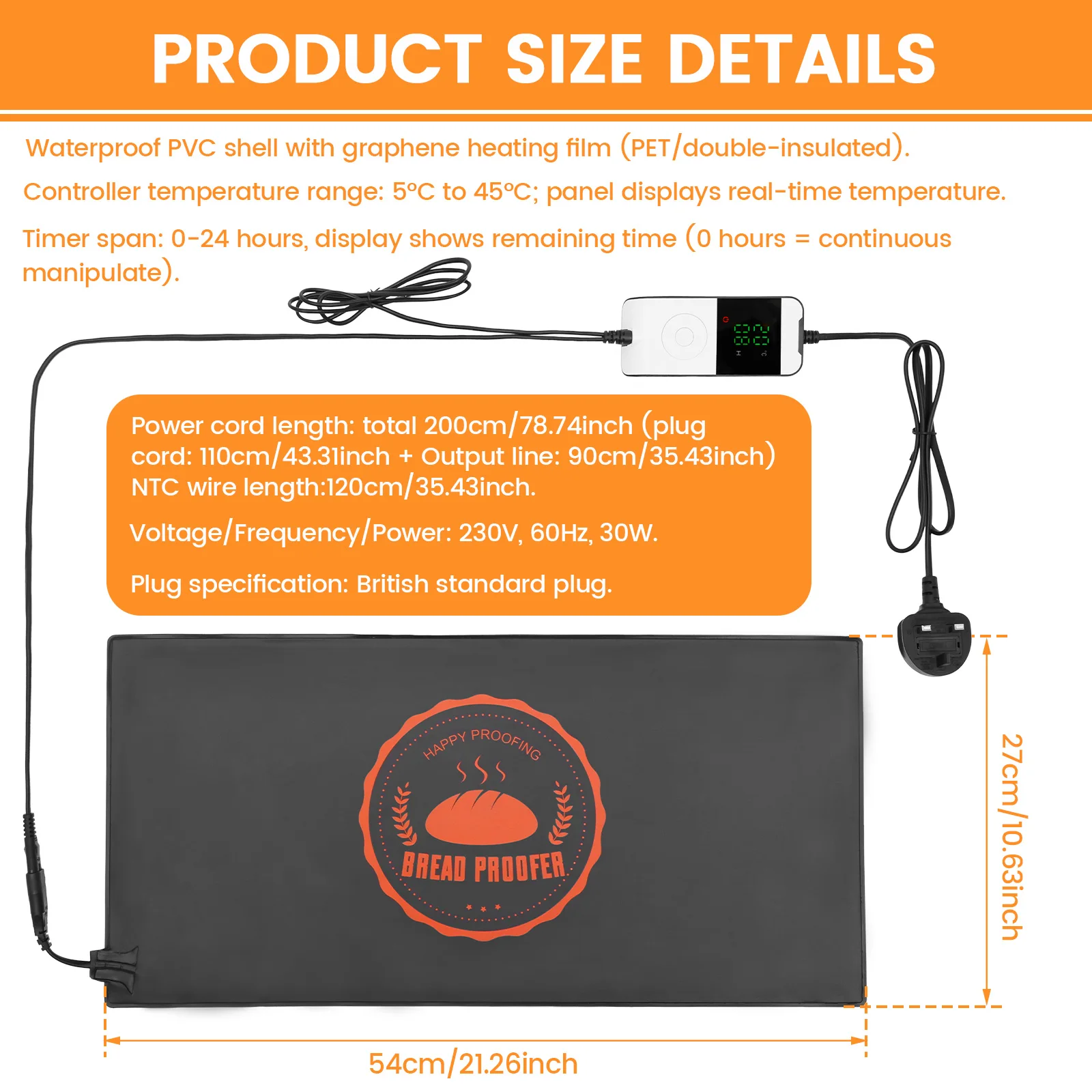 Bread Proofer Warming Mat Sourdough Warming Mat Adjustable Temperature Dough Starter Mat Waterproof Dough Proofer Pad for Baking