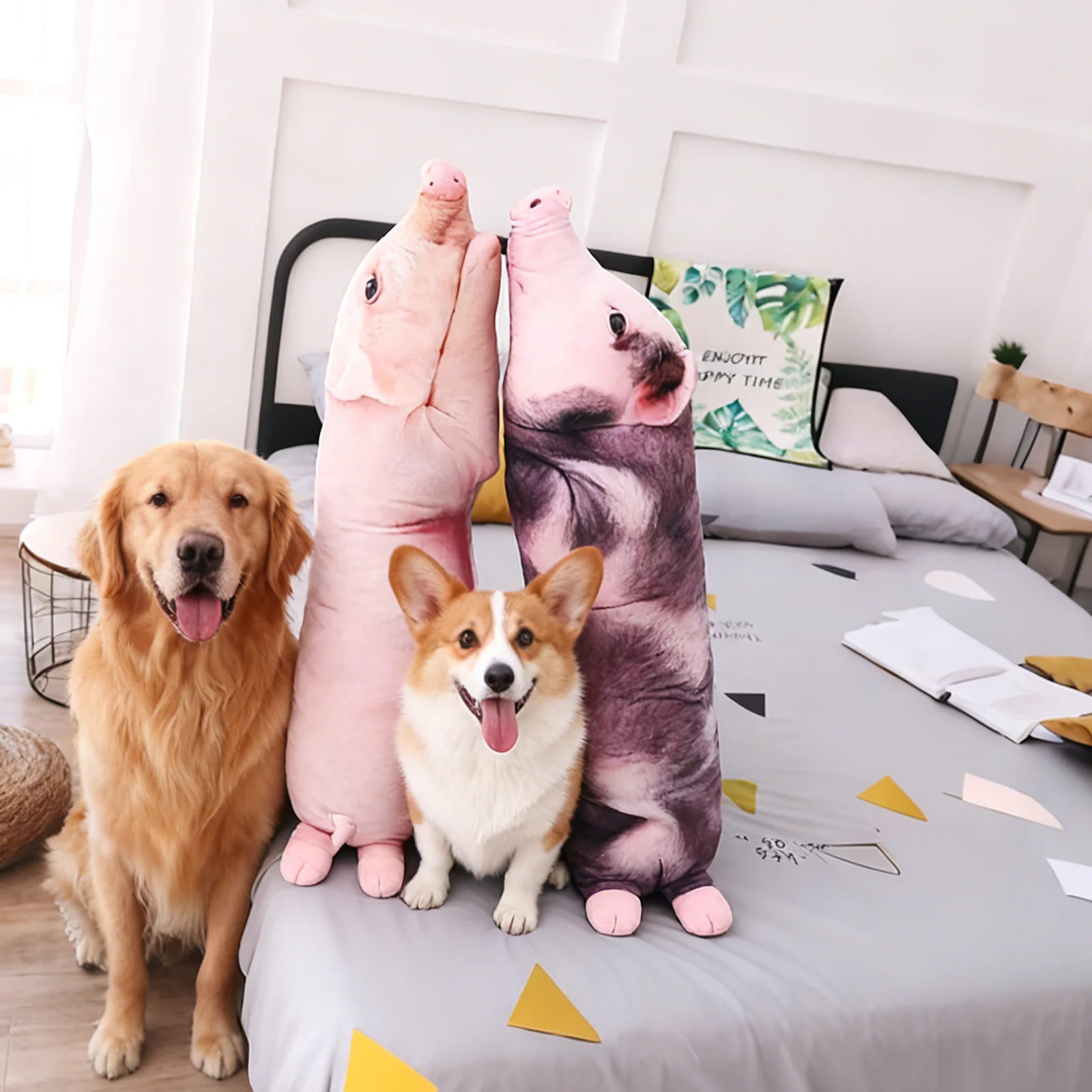 

Funny 3D Pig Pet Plush Toys for Dogs Cats Sleeping Pillow Soft Cotton Stuffed Doll Puppy Anxiety Relief Calming Companion Supply