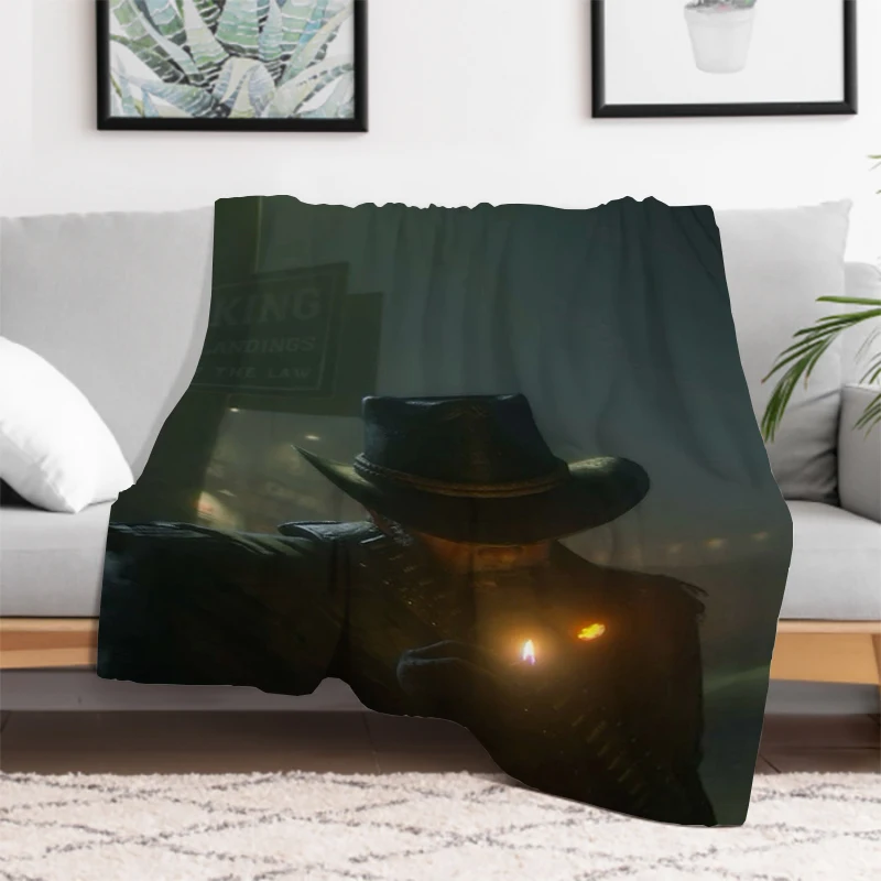 

Red Dead Redemption2 Summer Blankets & Throws Blanket Custom King Lid Microfiber Bedding Knee Sofa Bed Decorative Double Fleece