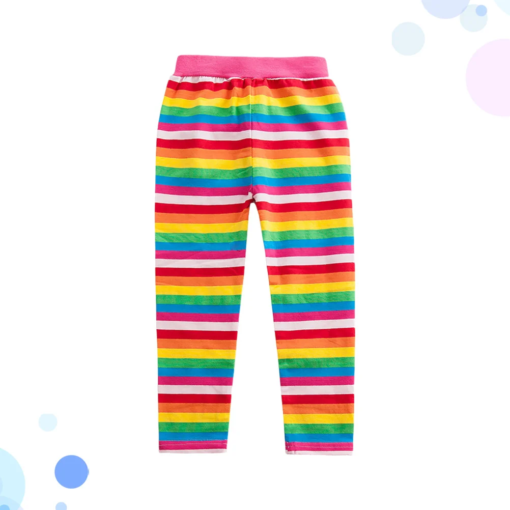 

Rainbow Cotton Leggings Kids Girls Spring Autumn Stylish Soft Stretchy Pants Rainbow Pattern Comfortable Tight Fit 110cm Height