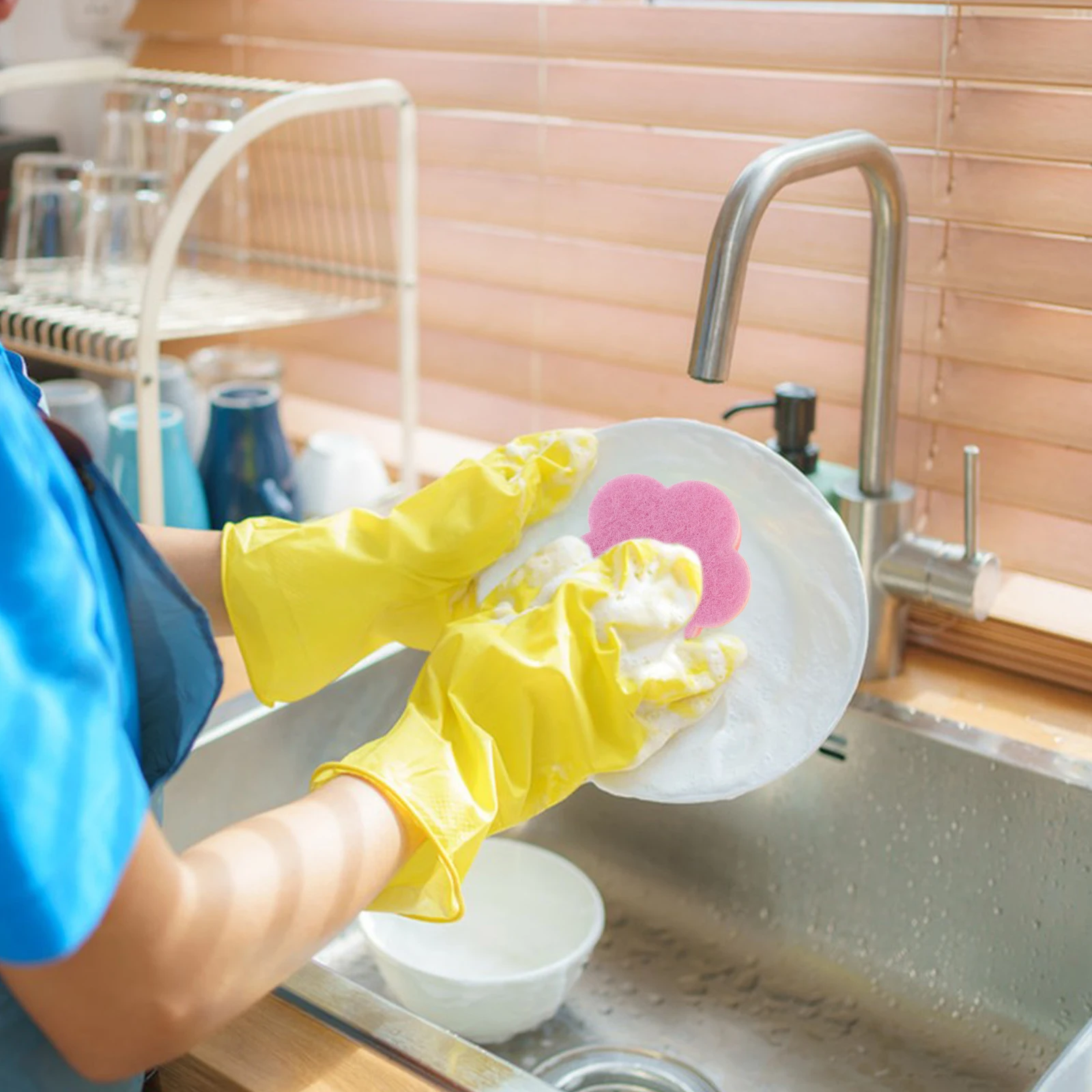 

10 pcs Cleaning Sponge Cloths Kitchen Scrubber Dishwashing Pad Fast Drying Non Scratch Absorbent Scouring Pads For Home