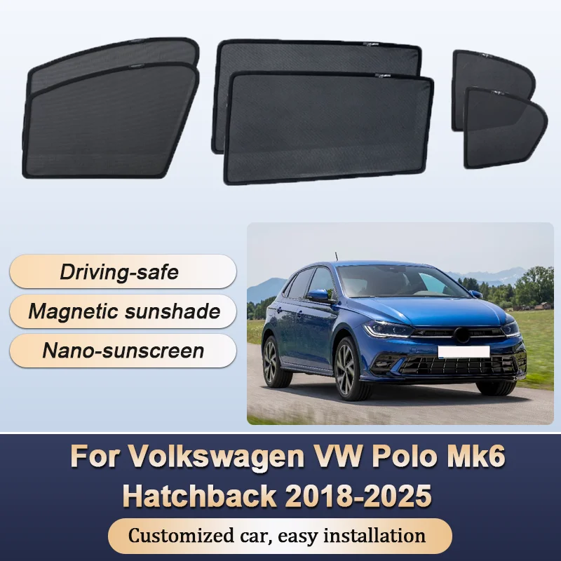 

Sun Shades For Volkswagen VW Polo Mk6 2018-2025 Hatchback Sunshades Magnetic Heat insulation Curtains Privacy Visor Accessories