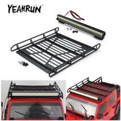 YEAHRUN Metal Roof Rack Luggage Carrier w/ LED Lights for Axial SCX10 III AXI03007 Wrangler 1/10 RC Crawler Car Model Parts
