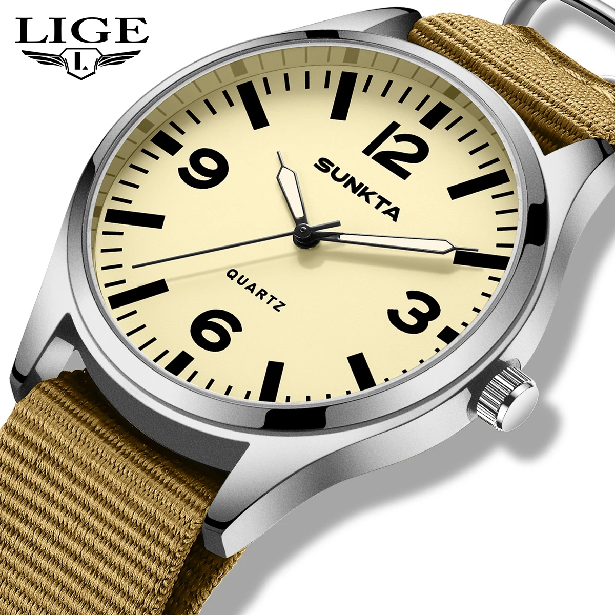 

SUNKTA Top brand luxury watches mens casual business waterproof nylon clock luminous simple quartz wristwatch montres hommes