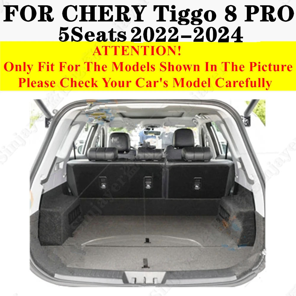 Car Trunk Mat For Chery Tiggo 8 PRO 5Seats 2024 2023 2022 Flat Side Rear Cargo Protect Carpet Liner Cover Tail Boot Tray Pad