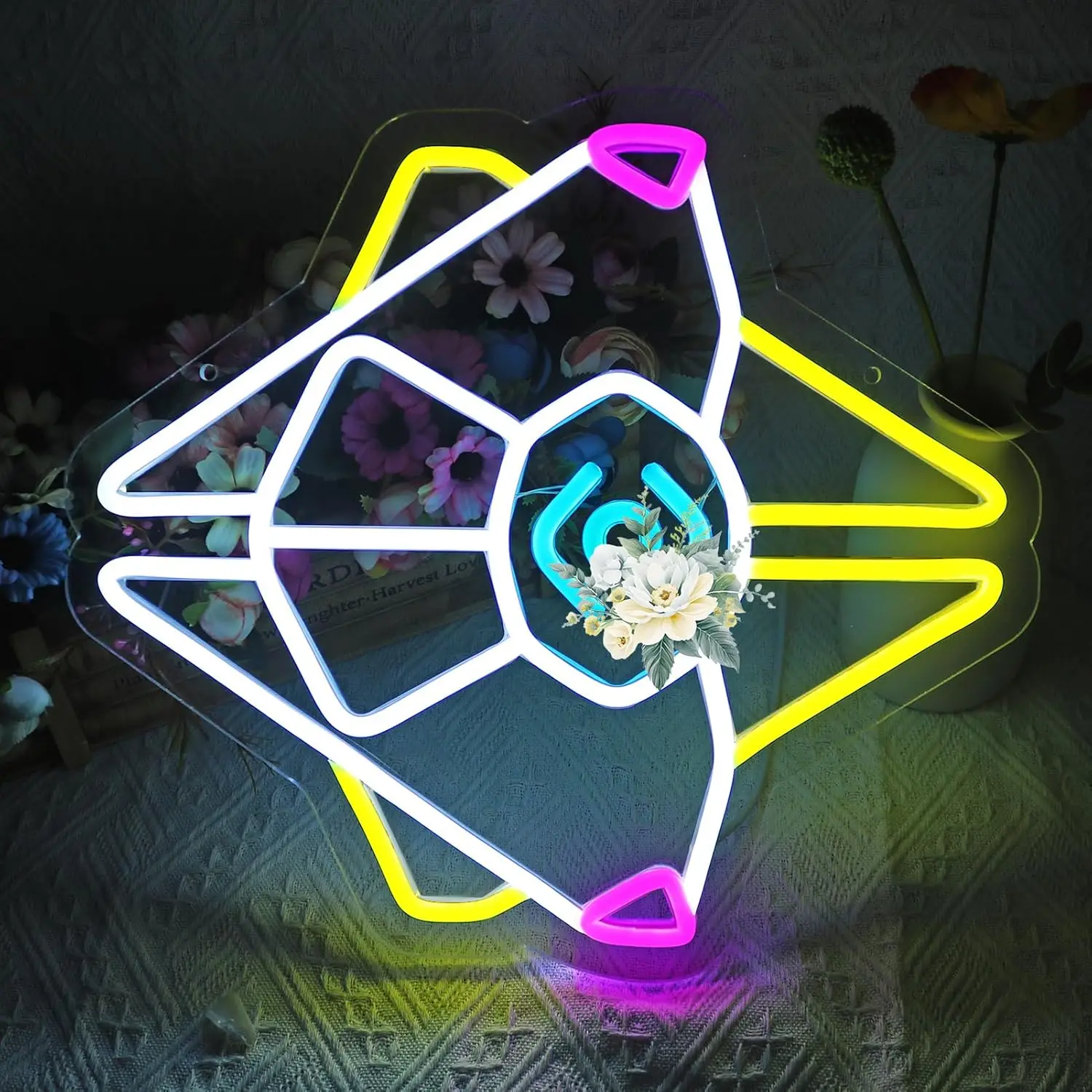 Gaming Ghost Shell Neon Sign USB Dimmable LED Neon Lights for Game Room Bedroom Man Cave Playroom Decoration Gifts Wall Lights