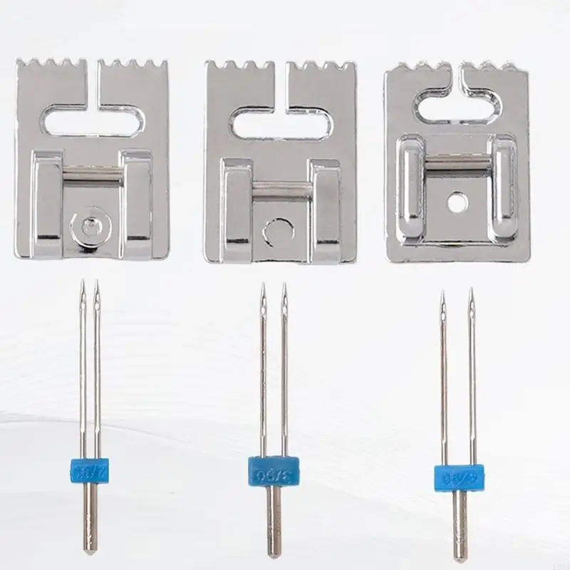Sewing Machine Double Needle for Decorative Seams and Pintucks 2/90 3/90 4/90 Twin Needle and Presser Foot Set 