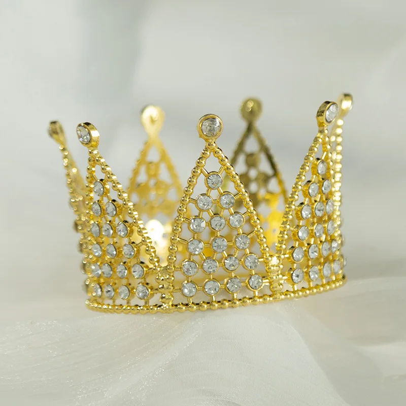 Birthday Cake Baking Crown Ornaments Children's Flowers Headdress Bridal Ornaments Rhinestones Round Hair Accessories