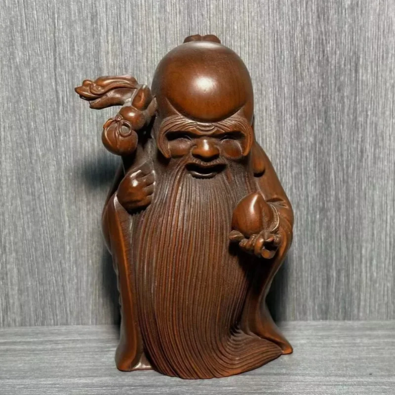 

Vintage China Boxwood Carved God Of Longevity Figure Statue Wooden Figurine Art