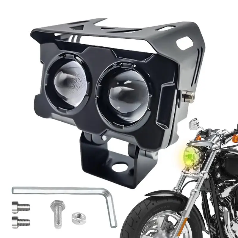 LED Motorcycle Spotlight Super Bright Motorcycle Spotlight Waterproof Driving Light Double Color Fog Light Auxiliary Offroad